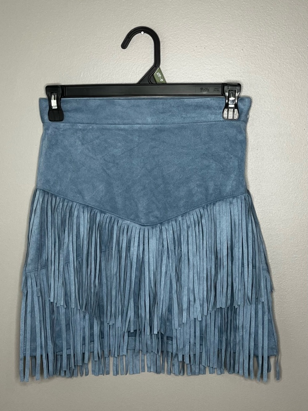 Altr’d state Blue Suede Fringe Mini Skirt XS
